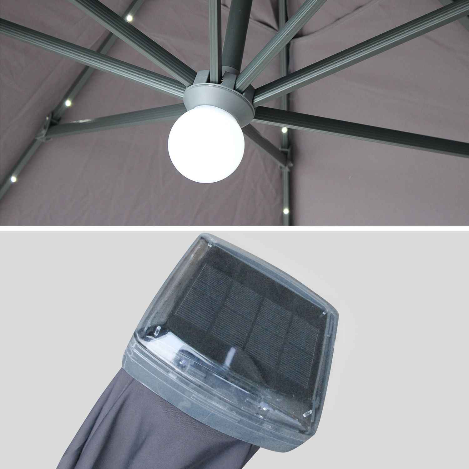 Grey Luce Premium Quality X M Cantilever Solar Led Parasol With