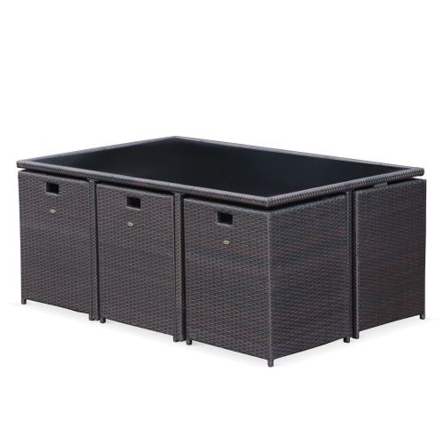 Vasto 10 Mesa de jardim, resina trançada, castanho, cru, 10 lugares | Vasto