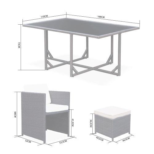 Vasto 10 Mesa de jardim, resina trançada, castanho, cru, 10 lugares | Vasto