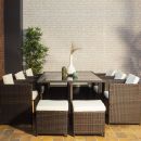 Vasto 10 Mesa de jardim, resina trançada, castanho, cru, 10 lugares | Vasto