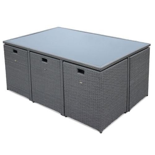 Vasto 10 Mesa de jardim, resina trançada, cinzento, 10 lugares | Vasto