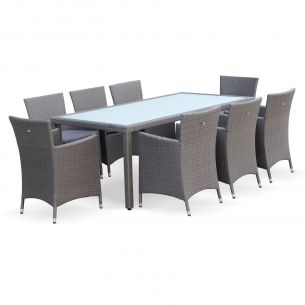 Capri Conjunto de mesa e cadeiras de jardim, cinzento, cinzento, Capri