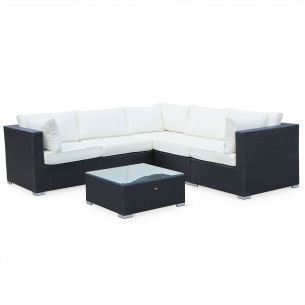 Napoli Móveis de jardim, preto, cru, 5 lugares | Napoli