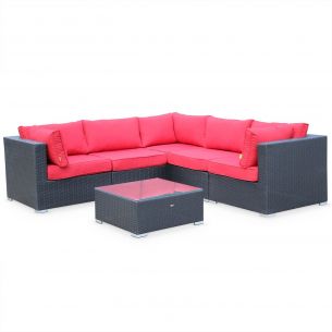 Napoli mobiliario de jardim,móveis de jardim, preto, vermelho, 5 lugares | Napoli