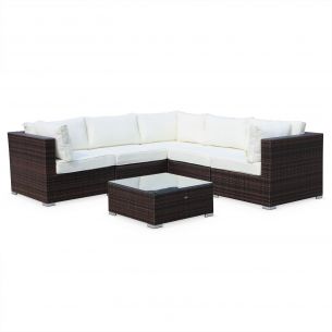 Napoli Móveis de jardim, castanho, cru, 5 lugares | Napoli