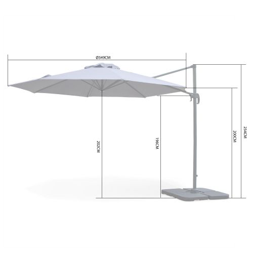 Chapéu-de-sol, guarda-sol excêntrico, redondo, bege, antracite, 350 cm, base giratória - Biscarosse Foto7 Biscarosse Chapéu-de-sol, excêntrico, redondo, bege, 350 cm | Biscarosse