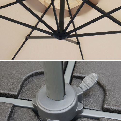 Chapéu-de-sol, guarda-sol excêntrico, redondo, bege, antracite, 350 cm, base giratória - Biscarosse Foto4 Biscarosse Chapéu-de-sol, excêntrico, redondo, bege, 350 cm | Biscarosse