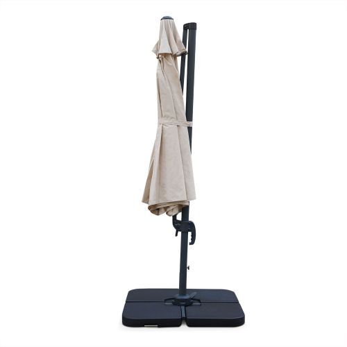 Chapéu-de-sol, guarda-sol excêntrico, redondo, bege, antracite, 350 cm, base giratória - Biscarosse Foto3 Biscarosse Chapéu-de-sol, excêntrico, redondo, bege, 350 cm | Biscarosse