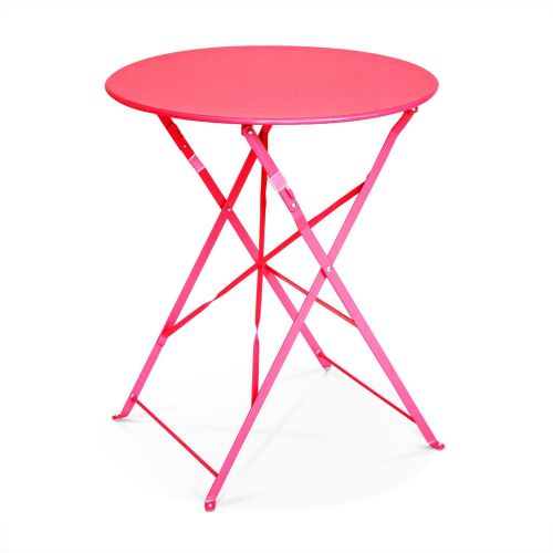 Emilia runde himbeerrote klappbare Bistro-Gartengarnitur, 60 cm großer