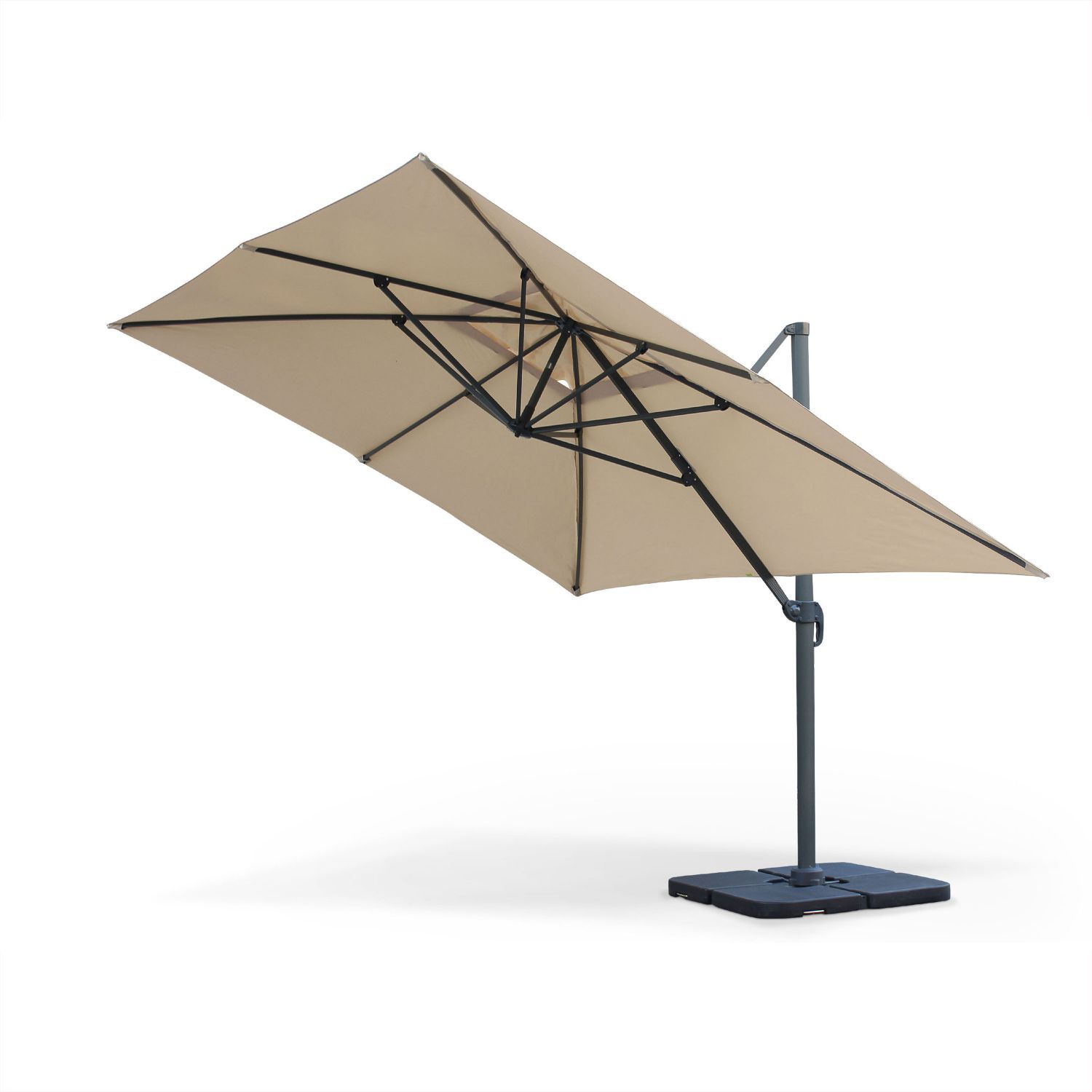 Sombrilla, Parasol excentrico rectangular, Beige, 300x400cm St Jean