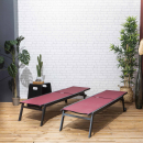 Elsa Conjunto de 2 redes ELSA em alumínio antracite e têxtil vermelho borgonha, redes multi-posições com rodas