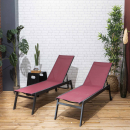 Elsa Conjunto de 2 redes ELSA em alumínio antracite e têxtil vermelho borgonha, redes multi-posições com rodas