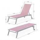 Elsa Conjunto de 2 redes ELSA em alumínio antracite e têxtil vermelho borgonha, redes multi-posições com rodas