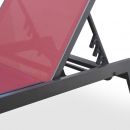 Elsa Conjunto de 2 redes ELSA em alumínio antracite e têxtil vermelho borgonha, redes multi-posições com rodas