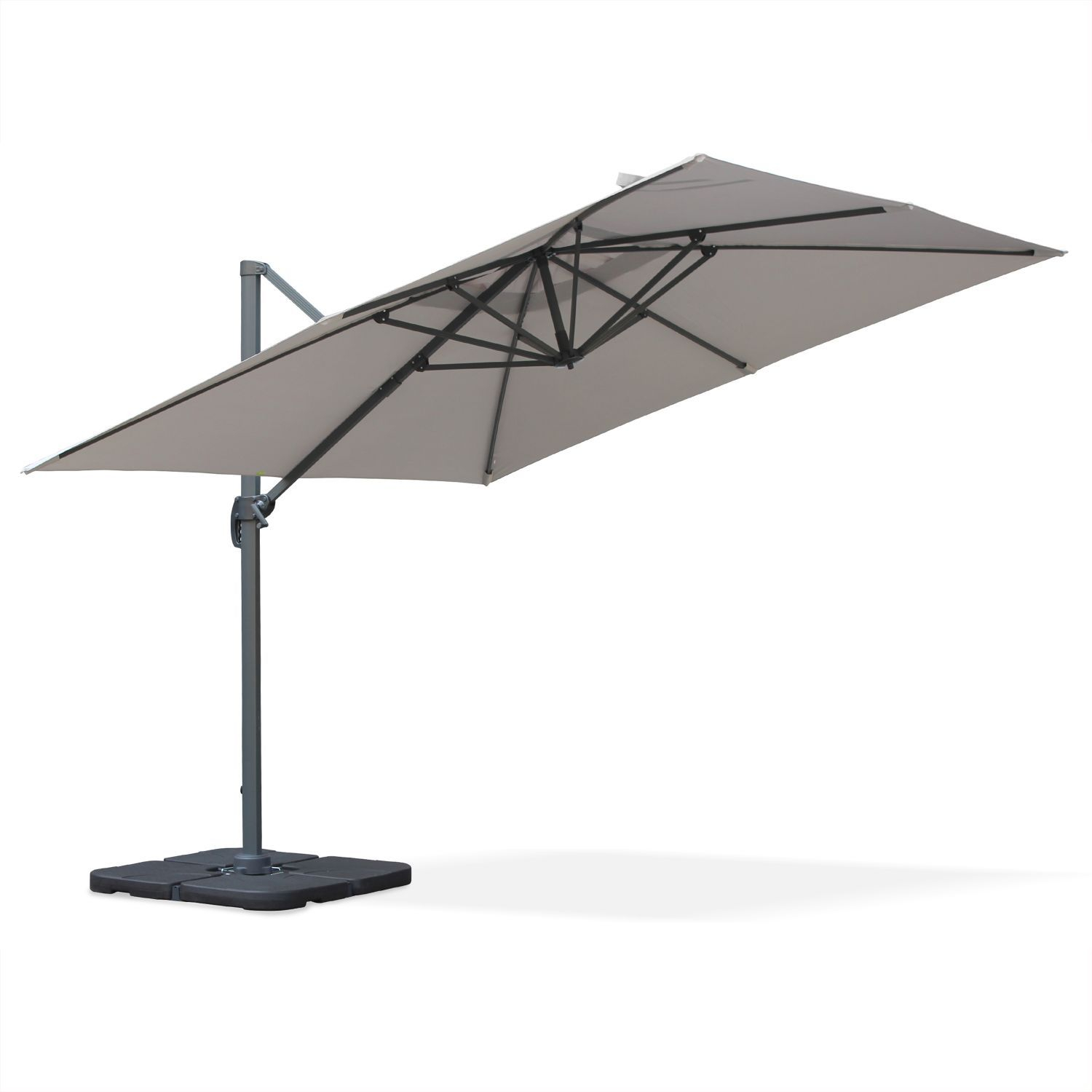 Falgos Square cantilever parasol, 3x3m, light grey