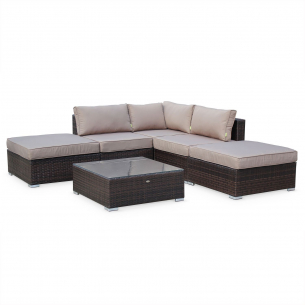 Milano 7 seater rattan garden sofa set – Milano chocolate / brown