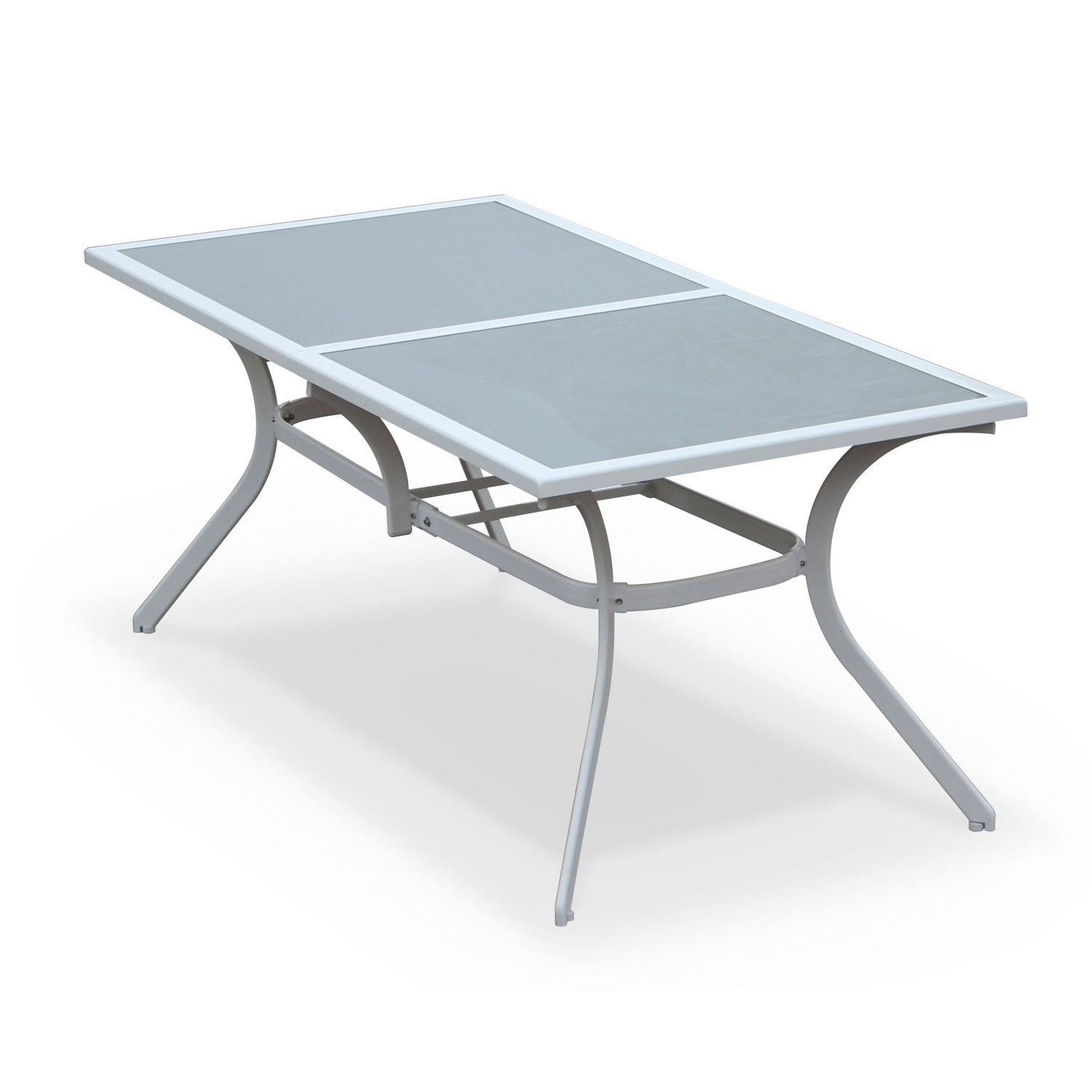 Mesa de jardin, Aluminio, Blanco Gris, 8 plazas | Naevia