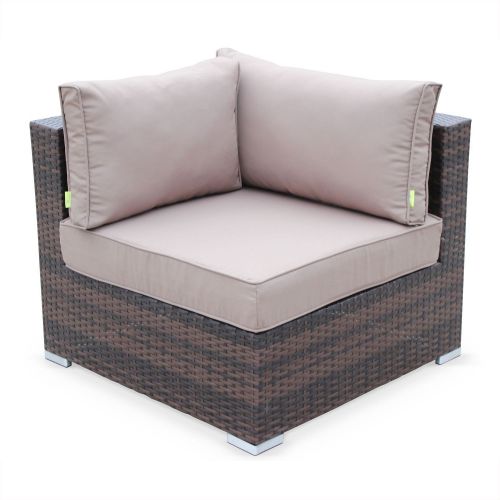 5-seater rattan garden corner sofa set - Napoli chocolate / brown