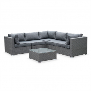 Napoli 5-seater rattan garden corner sofa set - Napoli grey