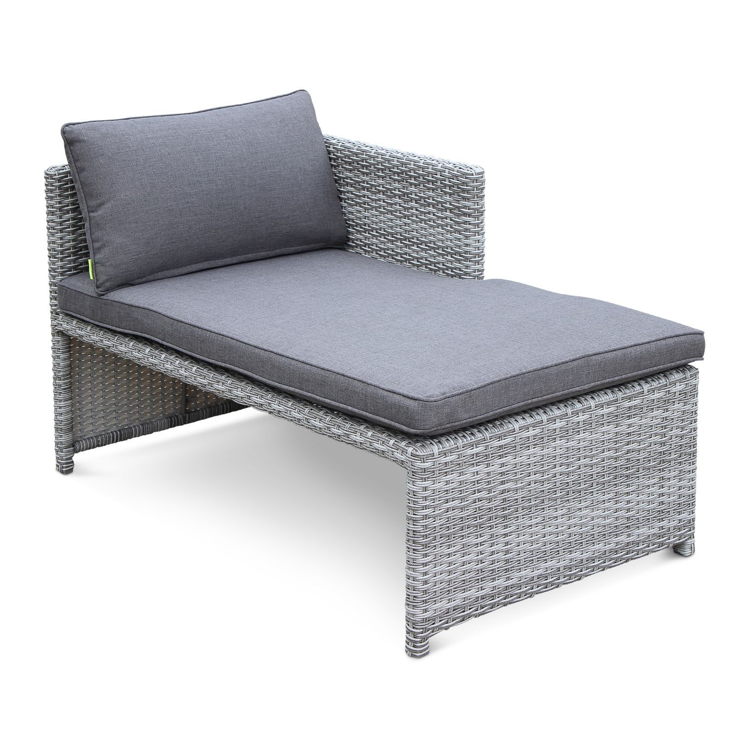 Reggiano: 6-seater rounded rattan garden sofa set with table, mixed grey