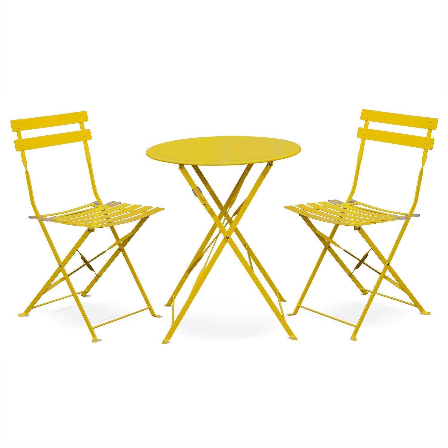 Foldable yellow Emilia bistro garden set, Ø60cm round table with two