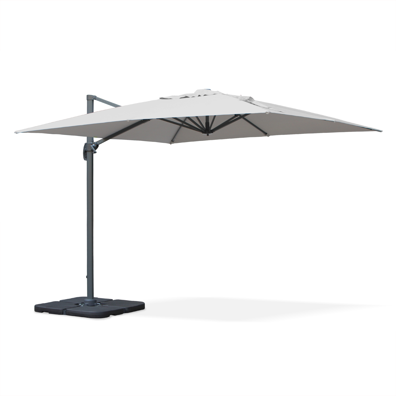 doppio strato ovale protezione solare UV50+ da giardino color crema LZQ Ombrellone parasole doppio in alluminio con manovella da terrazza