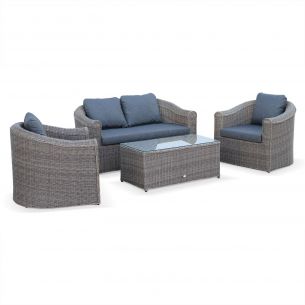 Valentino Móveis de jardim, almofadas cinzento, 4 lugares | Valentino