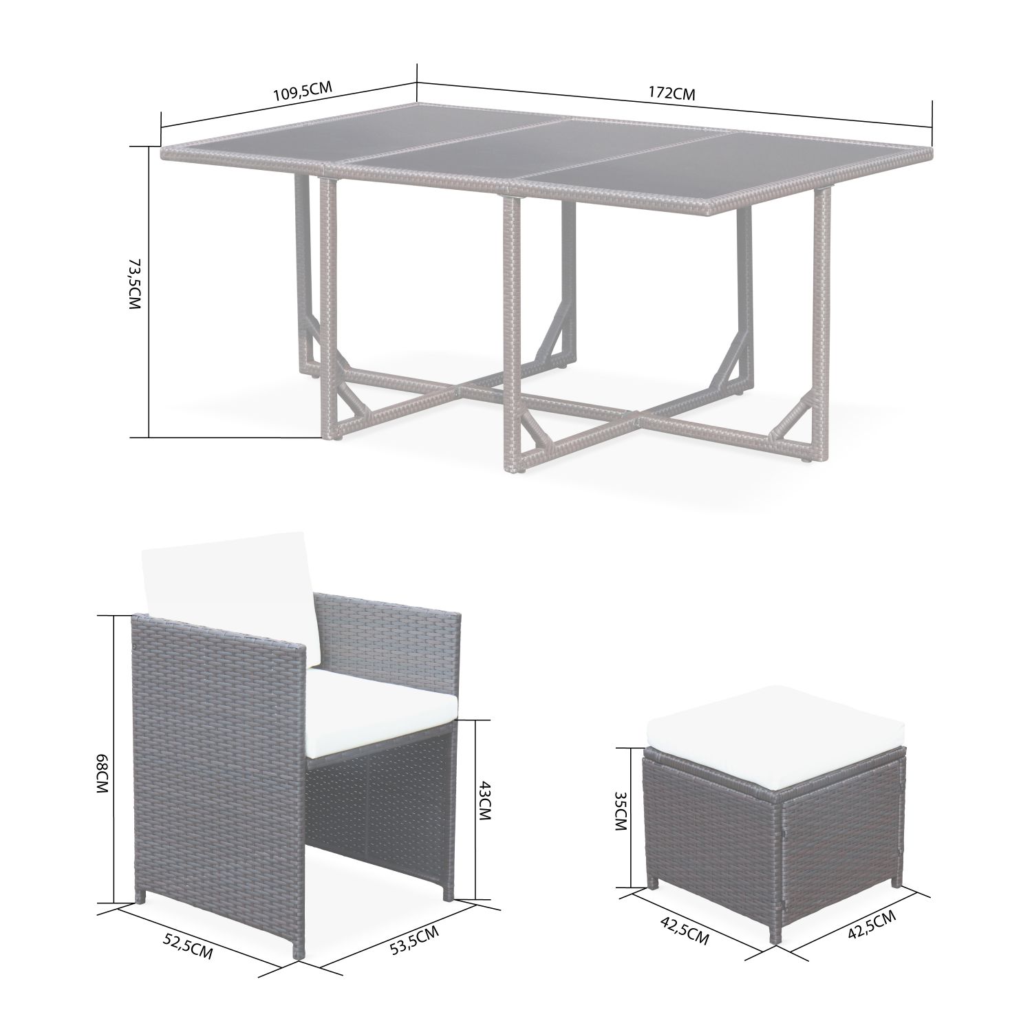 Salon De Jardin Cubo Chocolat Table En Resine Tressee 6 A 10