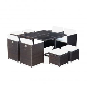 Cubo 8 Mesa de jardim, castanho, cru, 8 lugares | Cubo | Alice's Garden