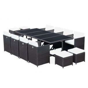 Cubo 12 conjunto de jardim, Mesa de jardim, castanho, cru, 12 lugares | Cubo 12