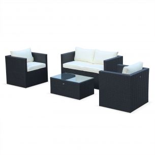 Anzio Móveis de jardim, preto, cru, 4 lugares | Anzio