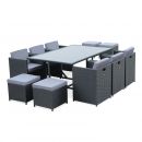 Vasto 10 Mesa de jardim, resina trançada, preto, cinzento, 10 lugares | Vasto