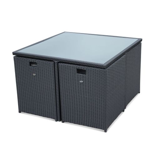 Vasto 8 Mesa de jardim, resina trançada, preto, cinzento, 8 lugares | Vasto