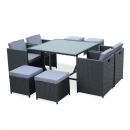 Vasto 8 Mesa de jardim, resina trançada, preto, cinzento, 8 lugares | Vasto