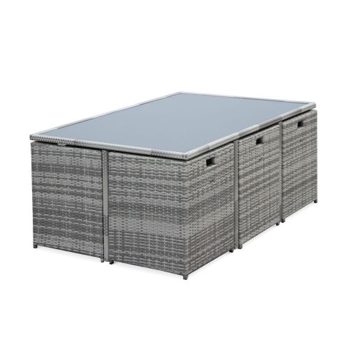 Vasto 10 Mesa de jardim, resina trançada, tons de cinzento, 10 lugares | Vasto