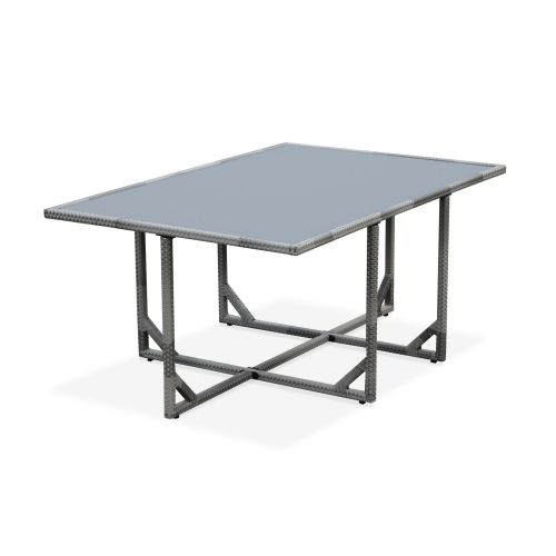 Vasto 10 Mesa de jardim, resina trançada, tons de cinzento, 10 lugares | Vasto