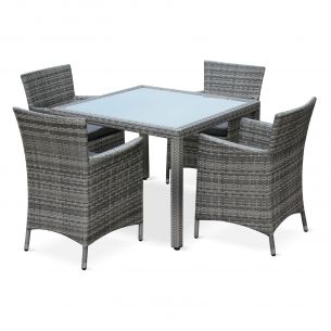 Gesini Conjunto de mesa e cadeiras de jardim, vários tons de cinzento, Gesini