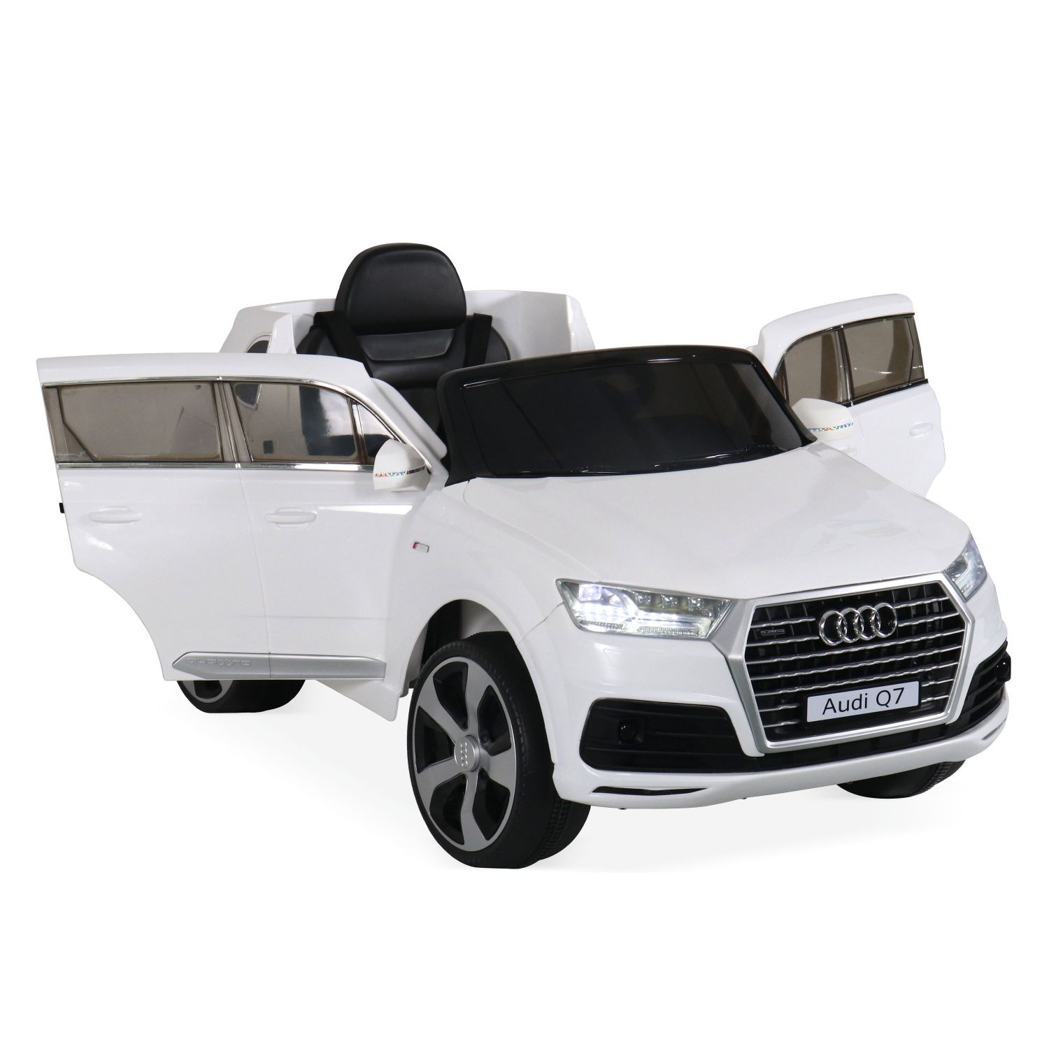 Audi Q7 Blanc Voiture Electrique 12v 1 Place 4x4 Pour Enfants Avec Autoradio Et Telecommande