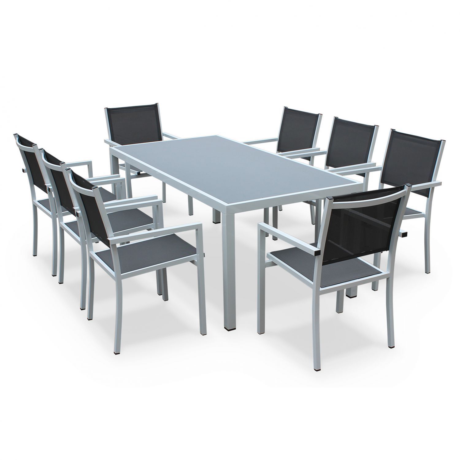 Mesa de jardin, Aluminio, Blanco Gris, 8 plazas | Capua180