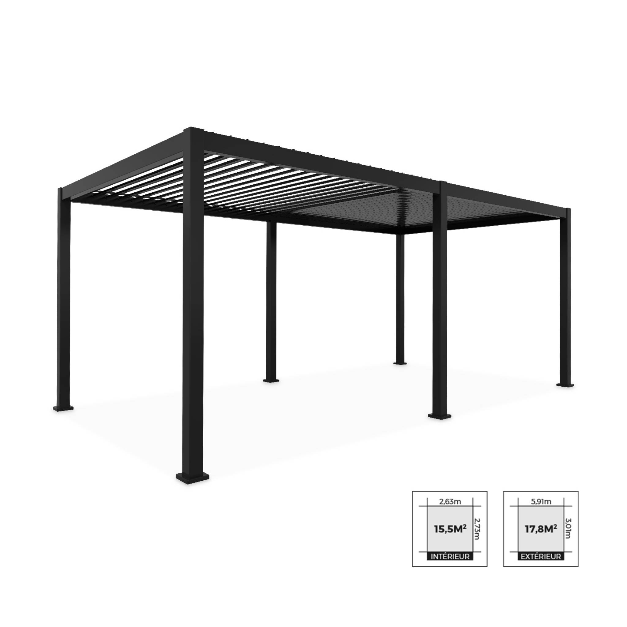 Image of Pergola bioclimatica 3x6m in alluminio, lamelle orientabili, antracite