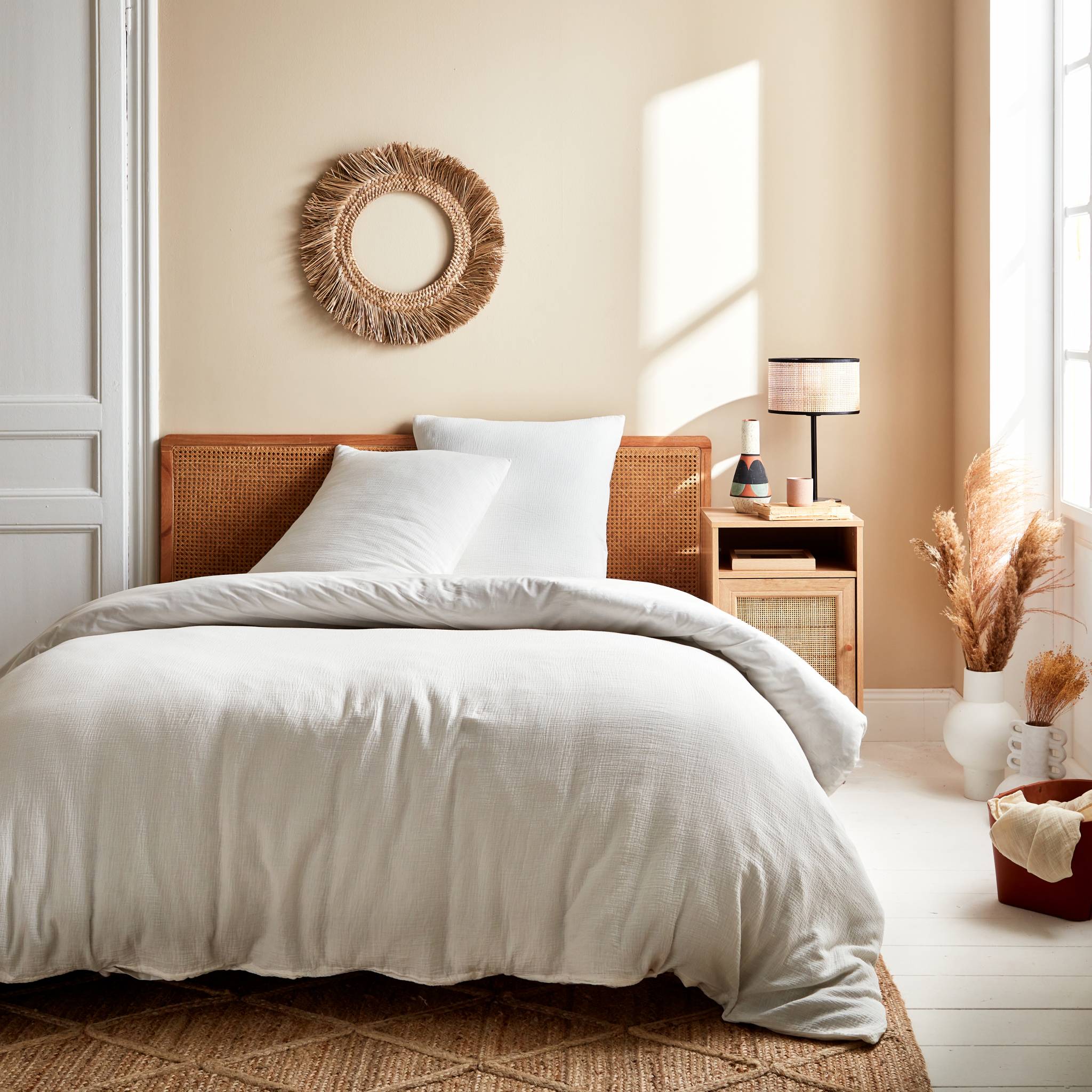 Set di biancheria da letto di garza di cotone bianco