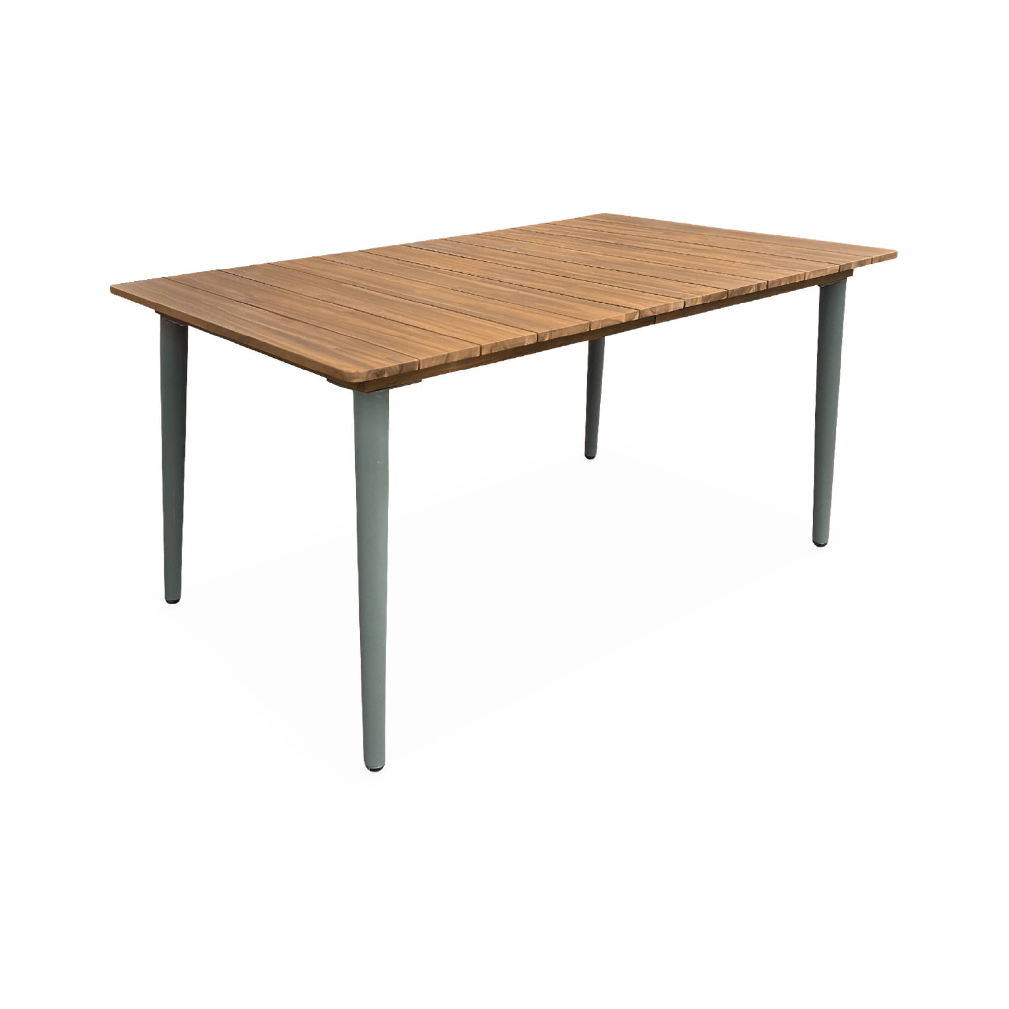 Image of Tavolo da giardino in legno e metallo, 6 posti, 150cm, verde kaki
