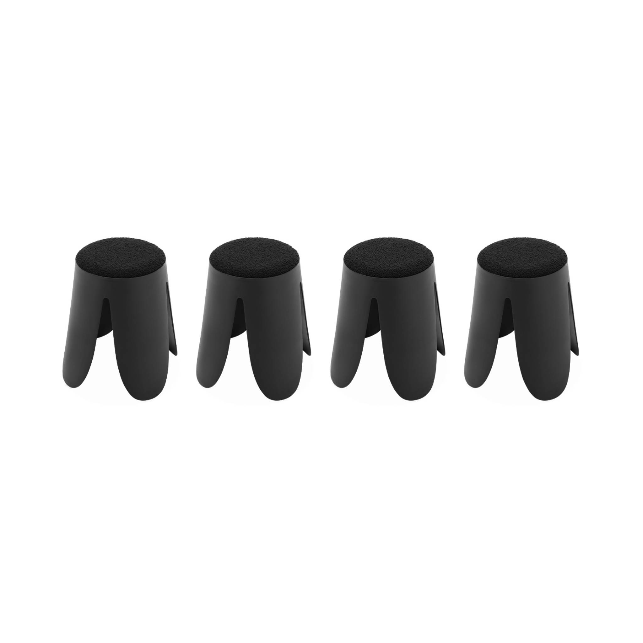 Set di 4 sgabelli impilabili in materiale bouclé, nero