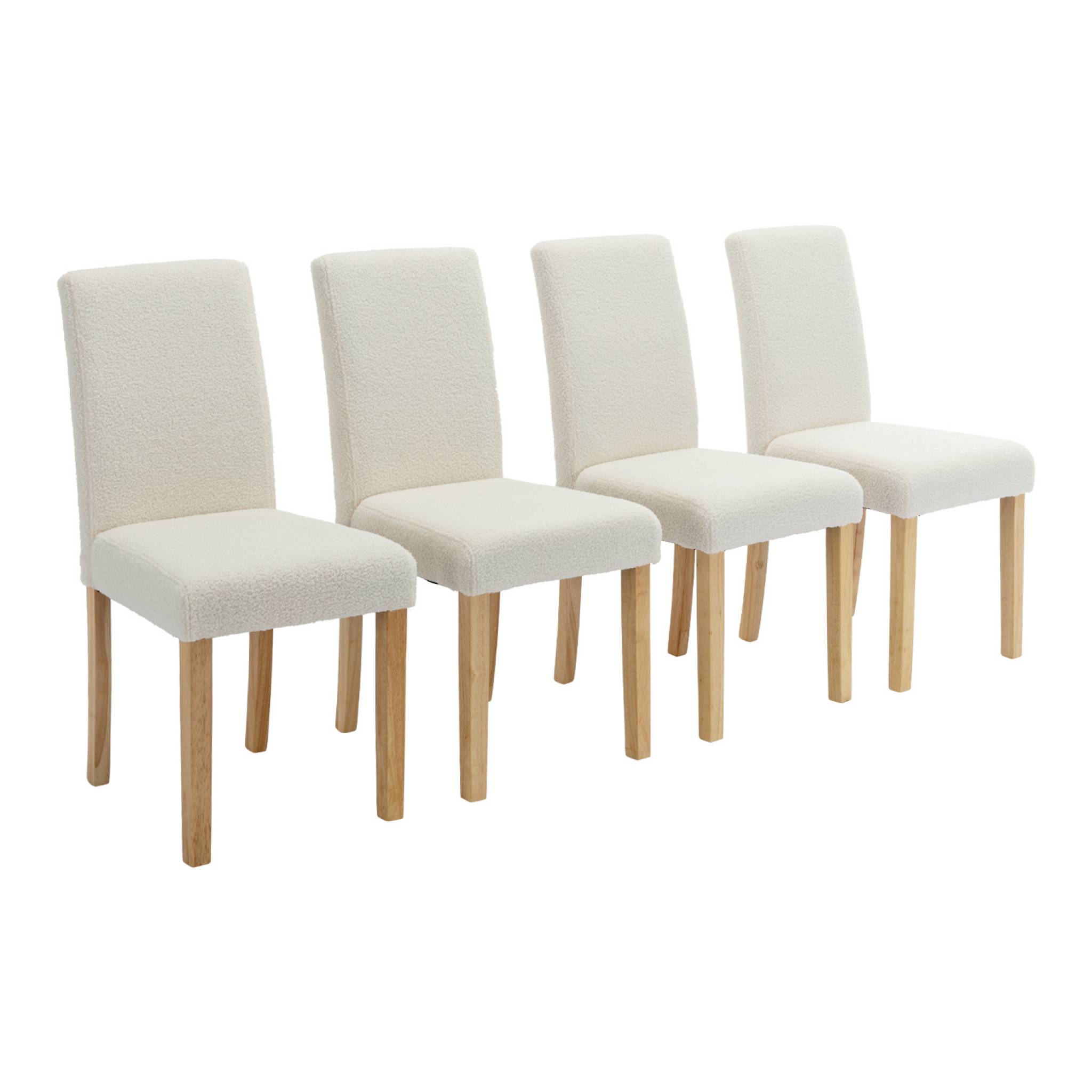 Set di 4 sedie a coste con gambe in legno, bianco