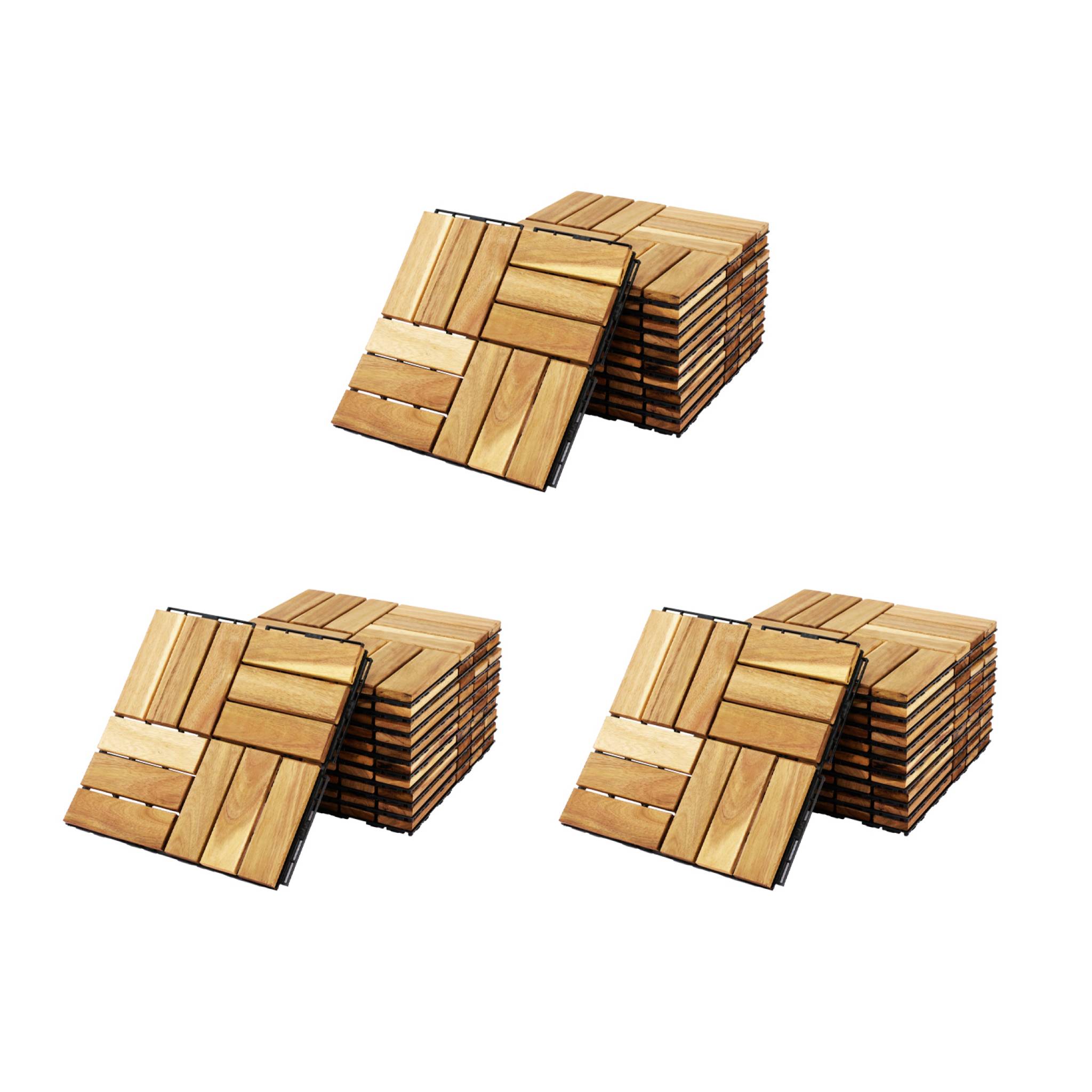 Set di piastrelle per patio in legno, 30x30cm, marrone naturale
