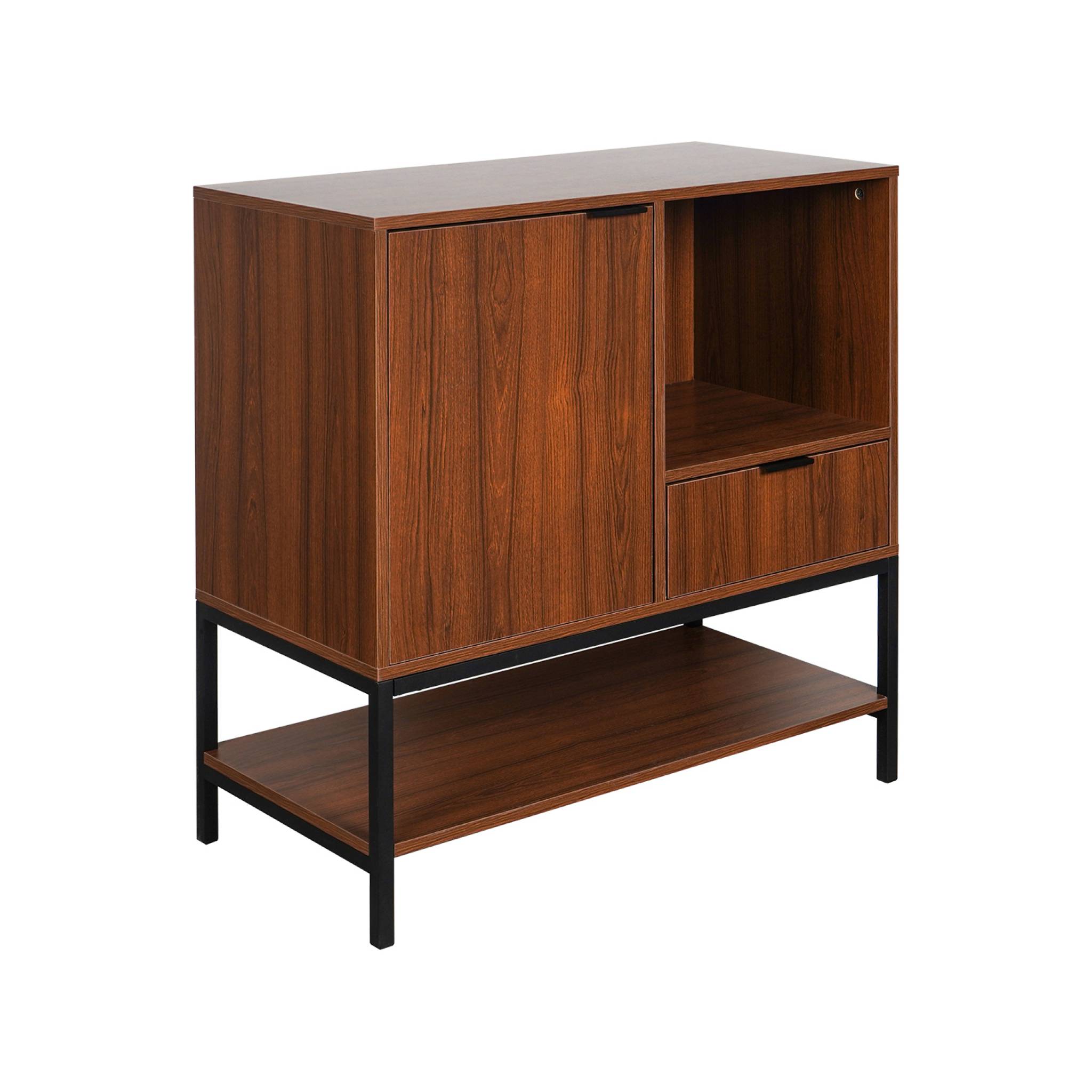 Credenza a 1 anta in legno di noce, 80cm, marrone