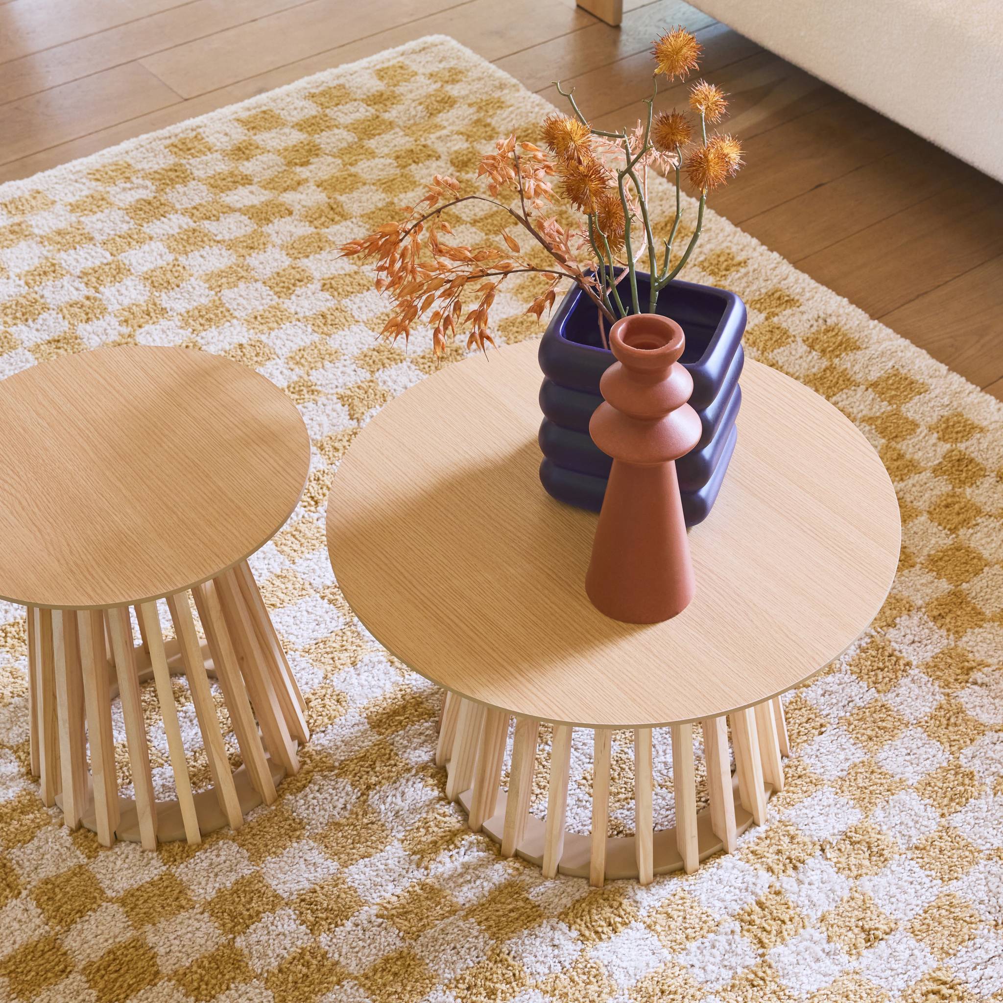 2 Tavolini Rotondi Effetto Rovere ø40Cm E ø60Cm I Sweeek 2 Tavolini Rotondi Effetto Rovere ø40Cm E ø60Cm I Sweeek