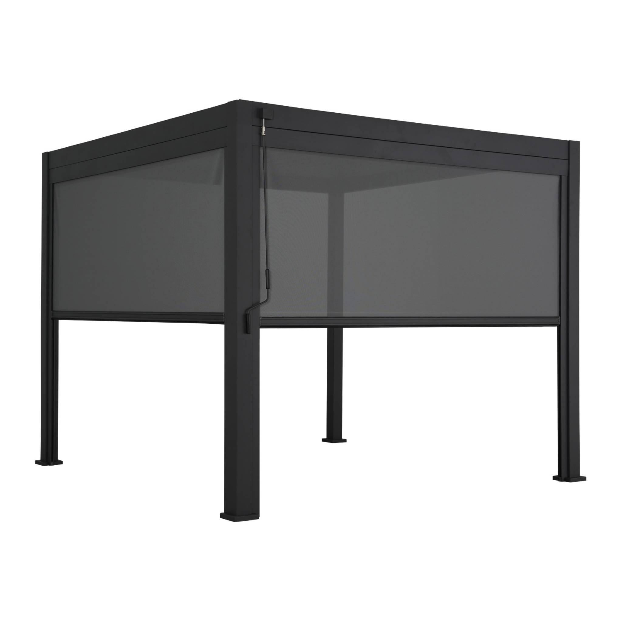 Pergola bioclimatica 3x3m in alluminio v2 + 2 tende da 3m, antracite