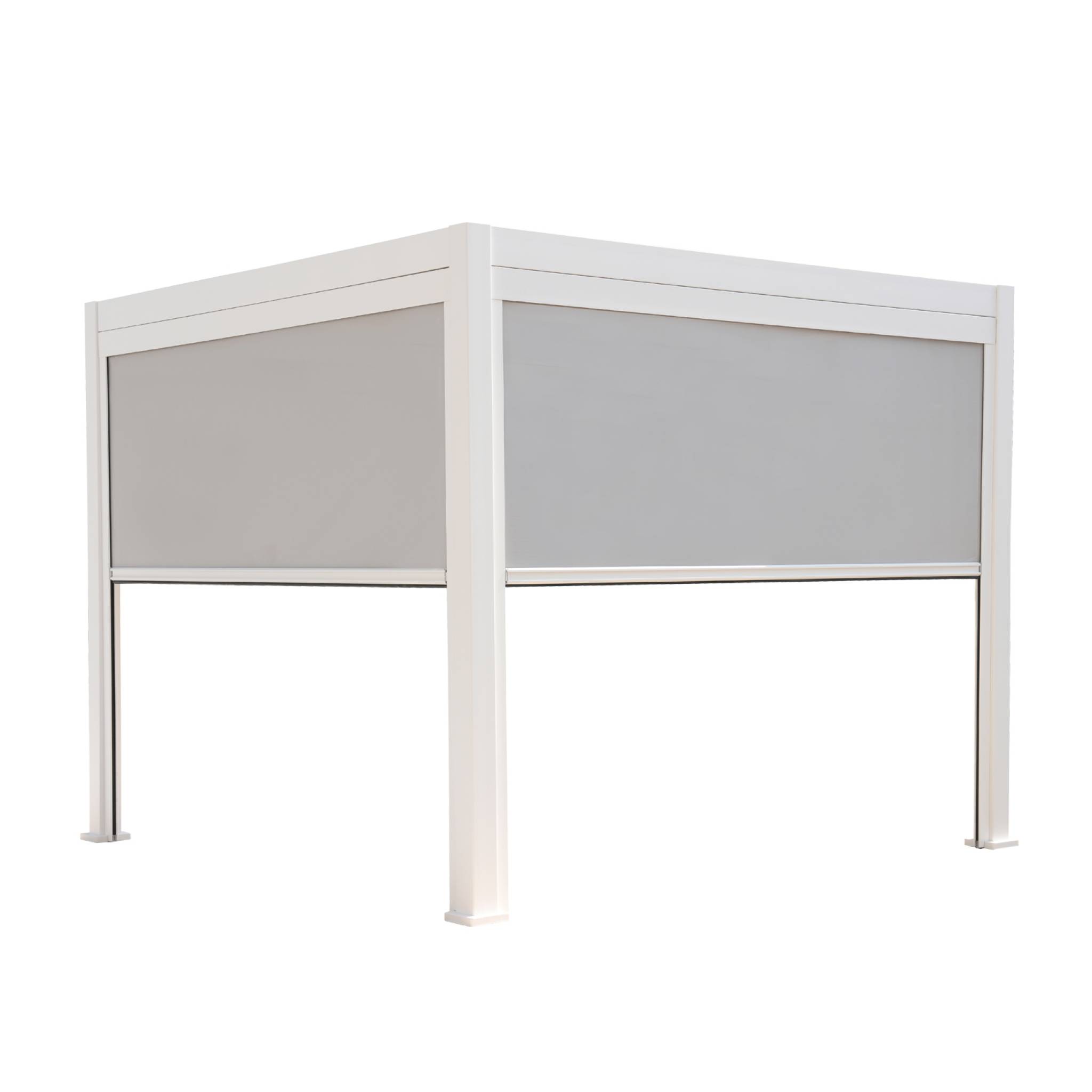 Pergola bioclimatica 3x3m in alluminio v2 + 2 tende da 3m, bianco