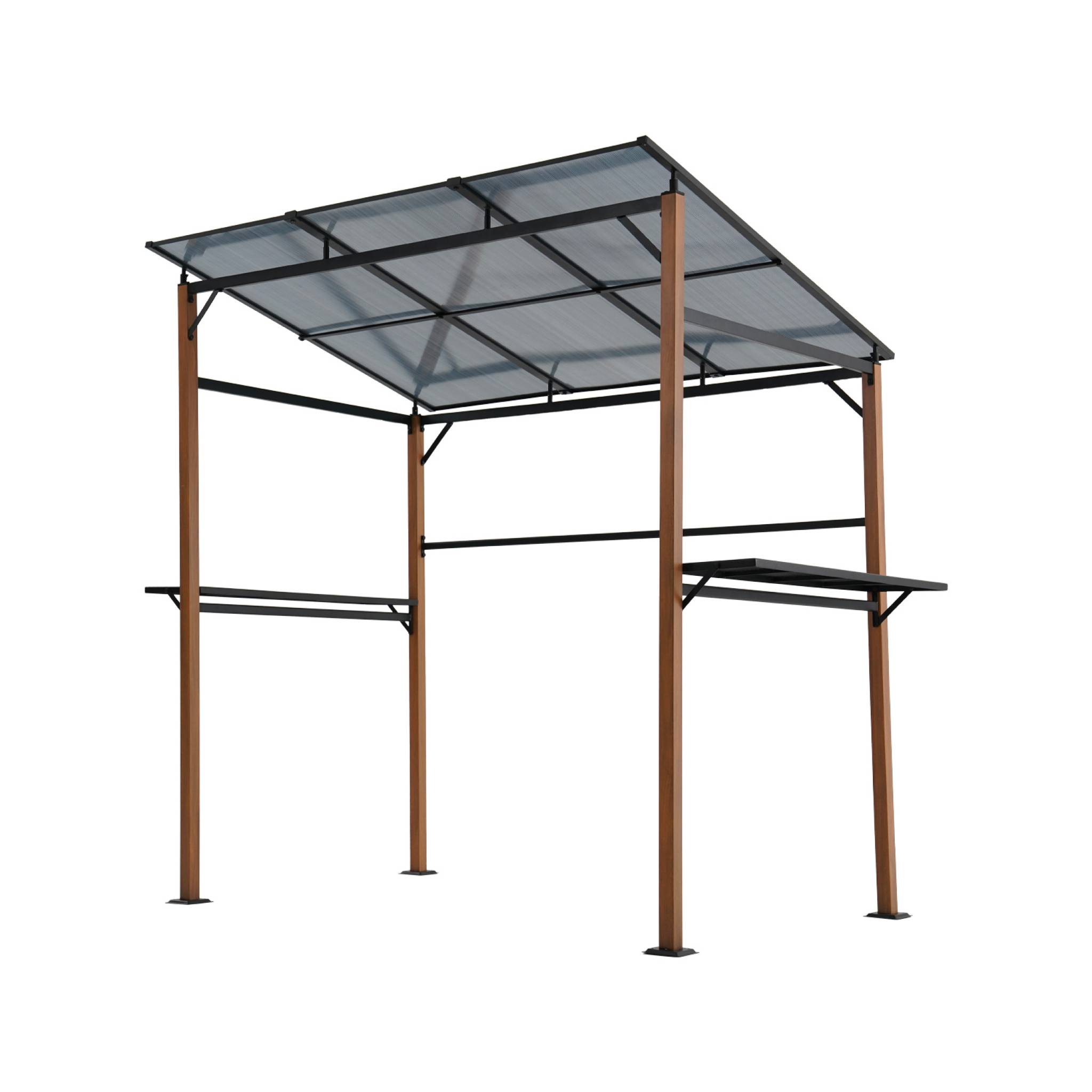 Image of Pensilina per barbecue, gazebo per barbecue, 2 tavoli laterali, grigio